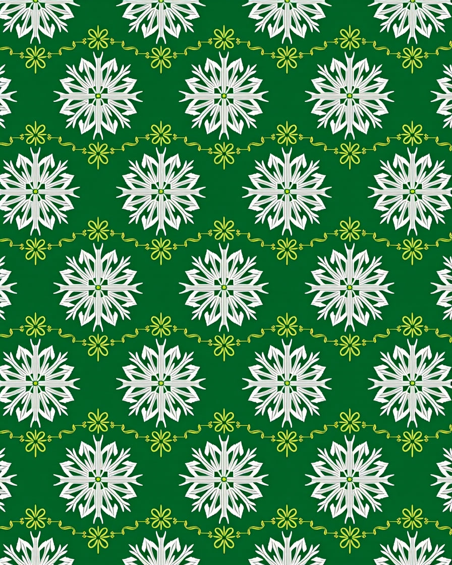 Emerald White Snowflake Garland Rug