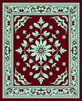Crimson Mint Floral Medallion Border Rug