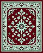 Crimson Mint Floral Medallion Border Rug