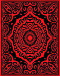 Bold Crimson Mandala Symmetry Rug