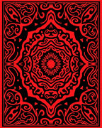 Bold Crimson Mandala Symmetry Rug