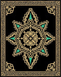 Black Gold Teal Starburst Medallion Rug