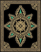 Black Gold Teal Starburst Medallion Rug