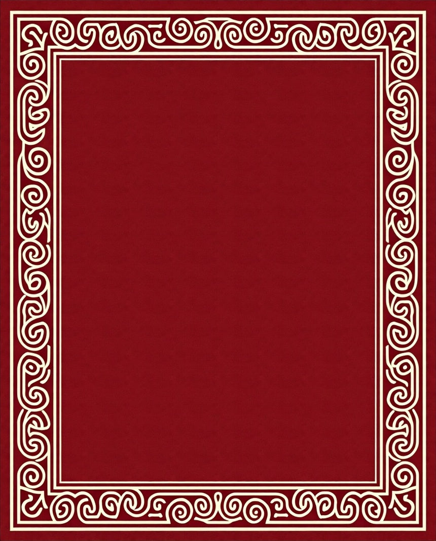 Crimson Border Scrollwork Rug