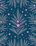 Deep Teal White Feathered Flowers Rug