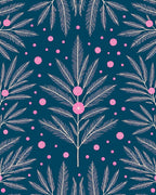Deep Teal White Feathered Flowers Rug