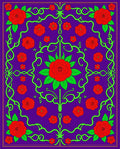 Vibrant Red Rose Swirl Garden Rug