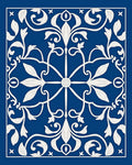 Classic White Floral Blue Medallion Rug