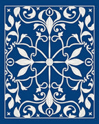 Classic White Floral Blue Medallion Rug