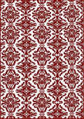 Deep Red Baroque Damask Rug