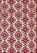 Deep Red Baroque Damask Rug