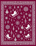 Crimson White Winter Sleigh Forest Rug