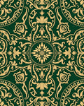 Emerald Gold Vine Scroll Medallion Rug