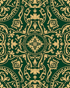 Emerald Gold Vine Scroll Medallion Rug