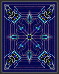 Deep Blue Geometric Abstract Medallion Rug