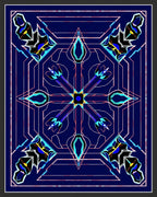 Deep Blue Geometric Abstract Medallion Rug
