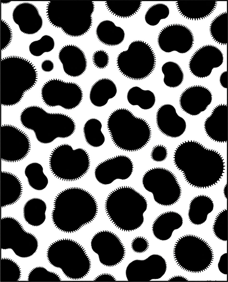 Black White Spotted Spiky Blobs Rug