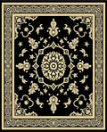 Timeless Black Gold Floral Medallion Rug