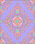 Pastel Lavender Coral Floral Medallion Rug