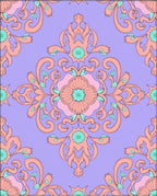 Pastel Lavender Coral Floral Medallion Rug