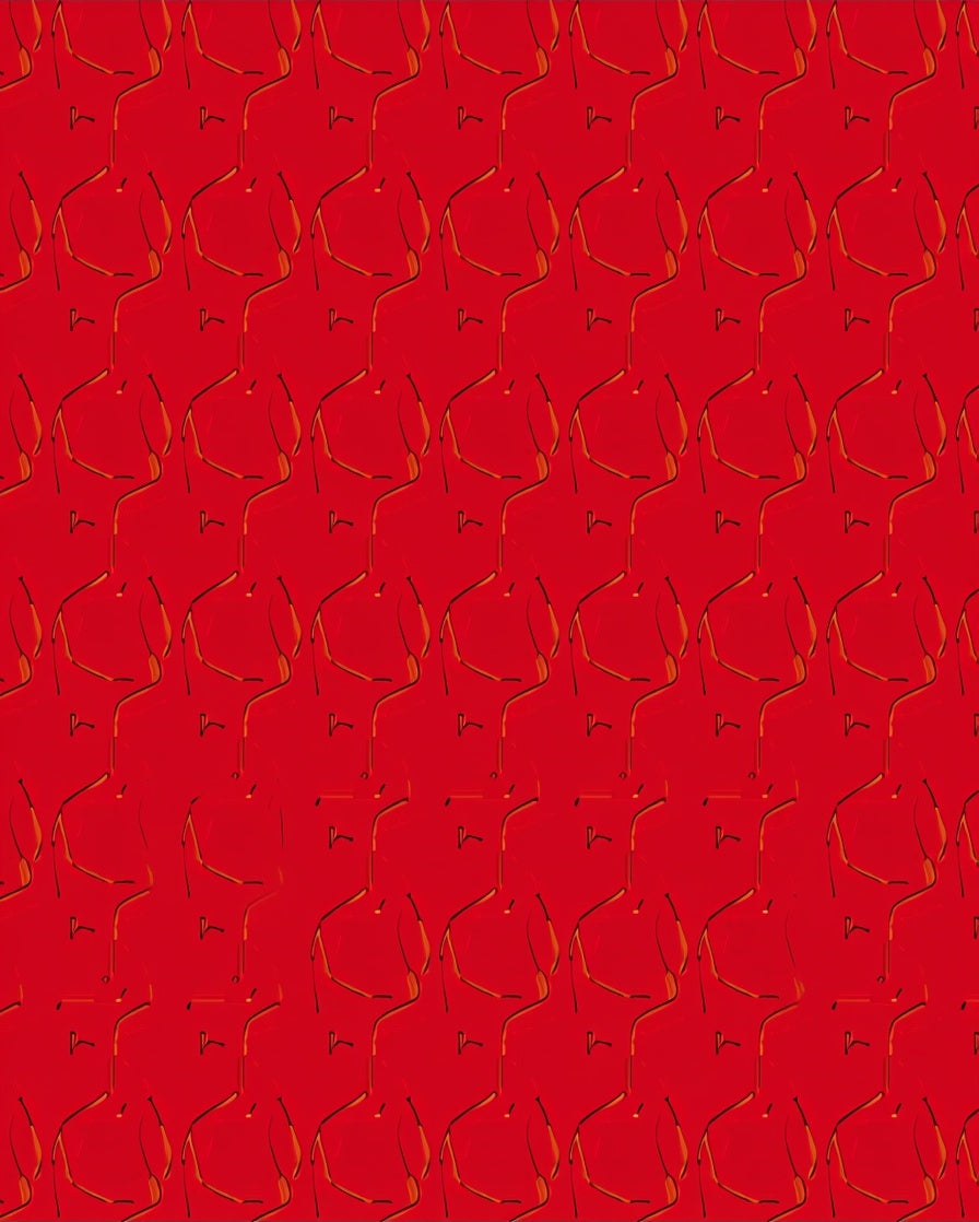 Crimson Outline Human Figure Repeating Pattern Rug