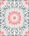 Pastel Pink Radial Floral Medallion Rug