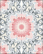 Pastel Pink Radial Floral Medallion Rug