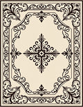 Classic Black Floral Scroll Medallion Rug