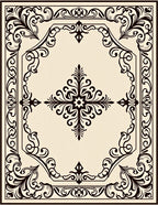 Classic Black Floral Scroll Medallion Rug