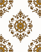 Ornate Golden Floral Medallion Corners Rug
