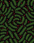 Green Leafy Branches with Red Berries Rug