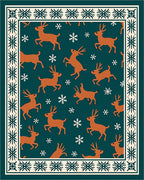 Rustic Copper Deer Snowflake Border Rug