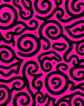 Vibrant Pink Black Swirl Abstract Rug