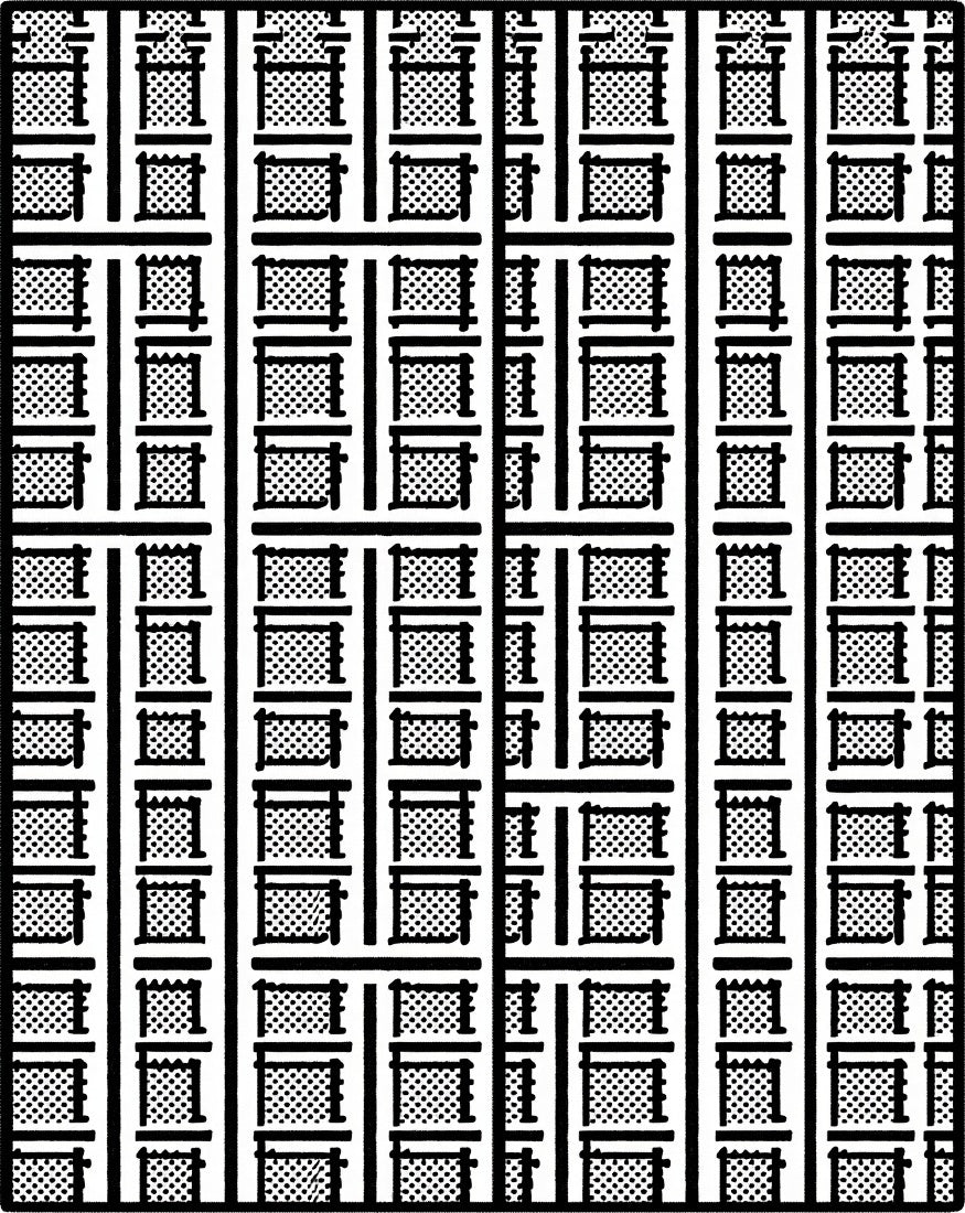 Monochrome Graphic Grid Squares Rug