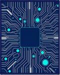 Circuit Board Electric Blue Green Rug