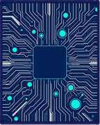 Circuit Board Electric Blue Green Rug