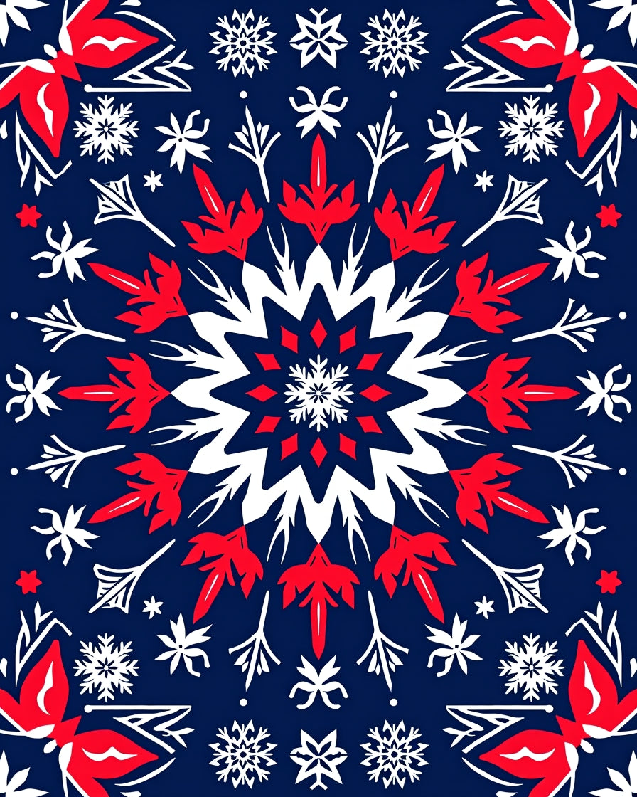 Foliage Snowflake Medallion Navy Rug