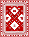 Bold Red White Geometric Star Rug