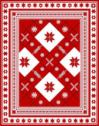 Bold Red White Geometric Star Rug