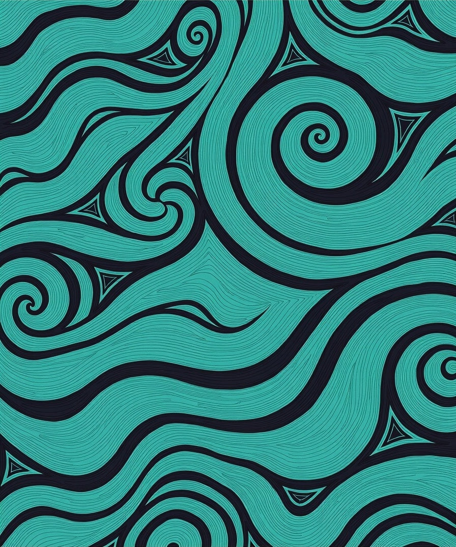 Teal Swirl Ocean Wave Rug