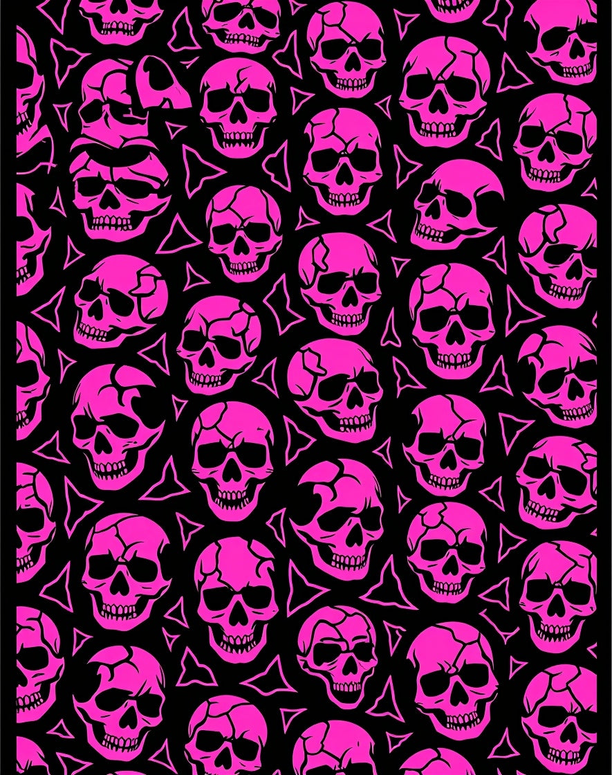 Hot Pink Skull Black Triangle Statement Rug