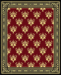 Regal Golden Floral Crested Maroon Rug