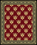 Regal Golden Floral Crested Maroon Rug