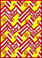 Bold Red Yellow Abstract Geometric Swirls Rug