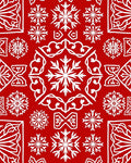 Red White Snowflake Mandala Rug