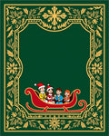 Festive Green Gold Sleigh Children Border Rug