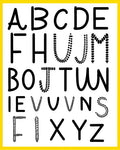 Textured Alphabet Black Graphic Rug