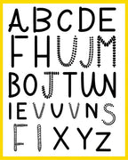 Textured Alphabet Black Graphic Rug