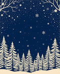 Midnight Winter Forest Snowfall Scene Rug