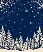 Midnight Winter Forest Snowfall Scene Rug
